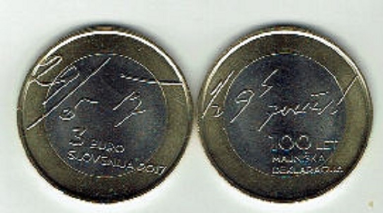 (afbeelding voor) 3 Euromunt Slovenie 2017 UNC